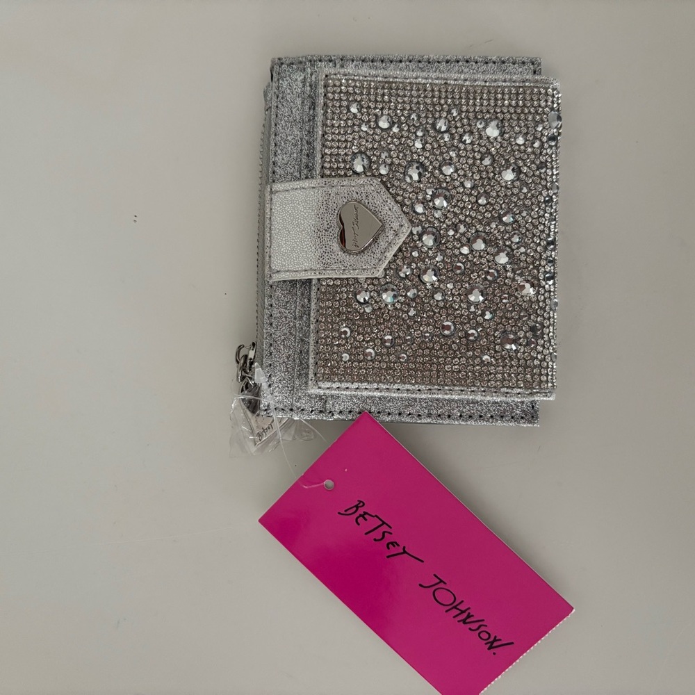 Betsey Johnson Sparkling Silver Wallet NWT